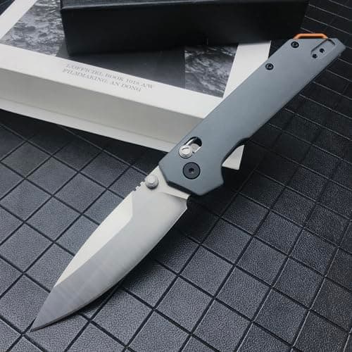 7.9" Axis Lock Pocket Knife, 8Cr13Mov Blade, Aluminum Handle, EDC Knife for Men and Women (Grey)
