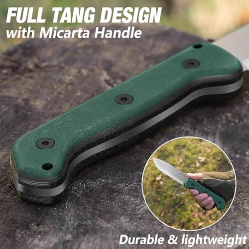 FLISSA 9" D2 Steel Hunting Knife for Camping & Outdoor, Christmas Gift