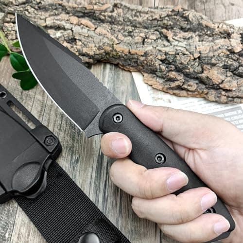 HUAAO 9.1 inch Harpoon D2 Steel Tactical Knife with Sheath, Camping & Hunting