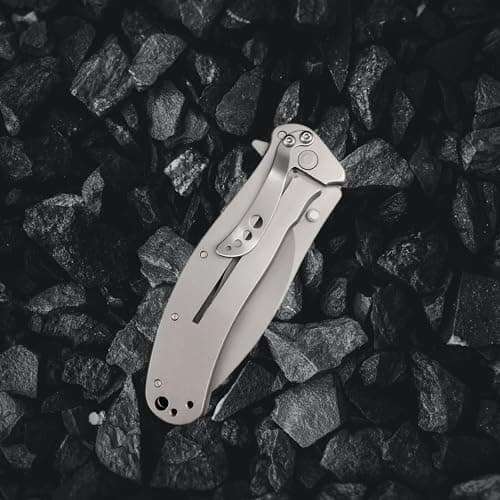 HUAAO 8Cr13MoV Flipper Camping Knife, 2.6" EDC Pocket Knife with Handle Clip and Lock