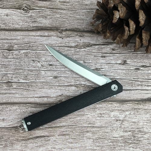 HUAAO Gentleman's Pocket Knife, 7.8 Inch Flipper, 8Cr13Mov Blade, Glass Reinforced Nylon Handle, Liner Lock (White Blade