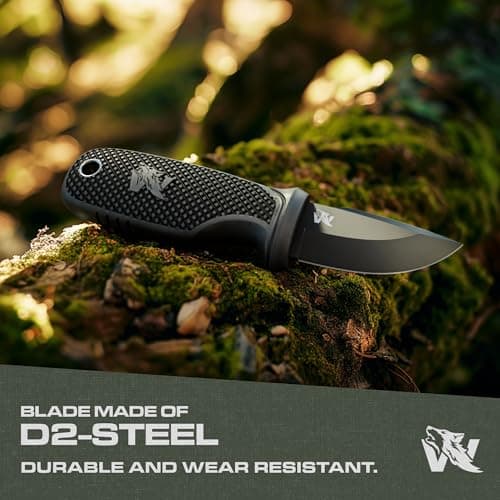 W-MINI Full Tang Neck Knife with Sheath & Necklace - EDC Fixed Blade Knife