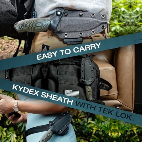 Kydex Sheathed 4" 1095 High Carbon Steel Fixed Blade Knife for Bushcraft & Camping