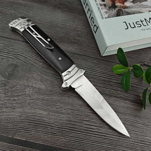 Goshawk 8.7" Assisted Opening Knife, Men's Survival Tool, Wenge Wood Handle