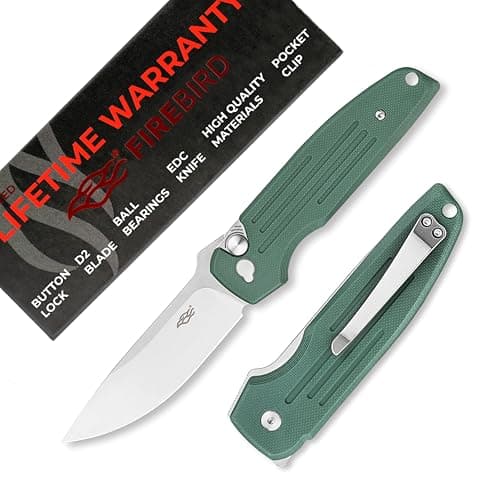 Firebird GANZO FH926-PL Sturdy Pocket Knife, D2 Steel, G10 Handle, Purple — Green