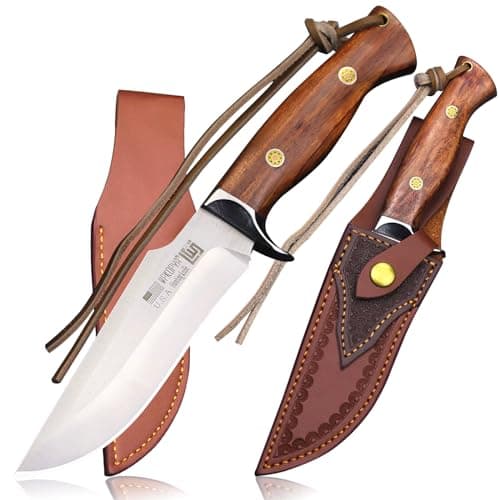 USA 440C Steel 10.5" Hunting Knife with Leather Sheath — WK01B