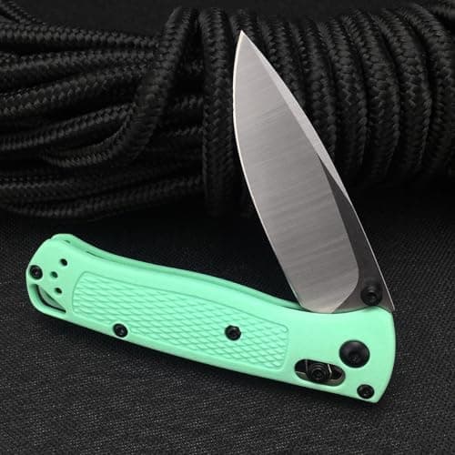 HUAAO 6.5" Thumb Stud Open Lock Knife, 7Cr17Mov Grivory Handle, Hunting & Camping Folding Knife (Green)