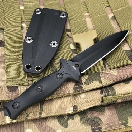 HUAAO 7.3in Full Tang 440C Stainless Steel Utility Knife with ABS Sheath