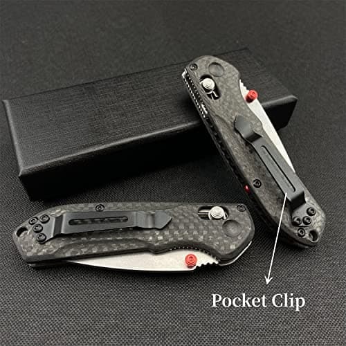 HUAAO Mini Folding Knife with 2.8in D2 Steel Blade and Carbon Fiber Handle for EDC Camping