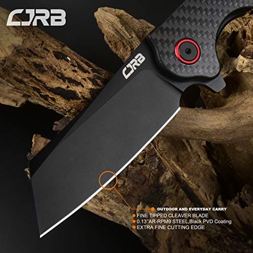 CJRB Carbon Fiber Blade Folding Knife, 3.43" AR-RPM9 Steel, Black (J1904)