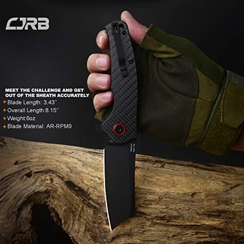CJRB Carbon Fiber Blade Folding Knife, 3.43" AR-RPM9 Steel, Black (J1904)
