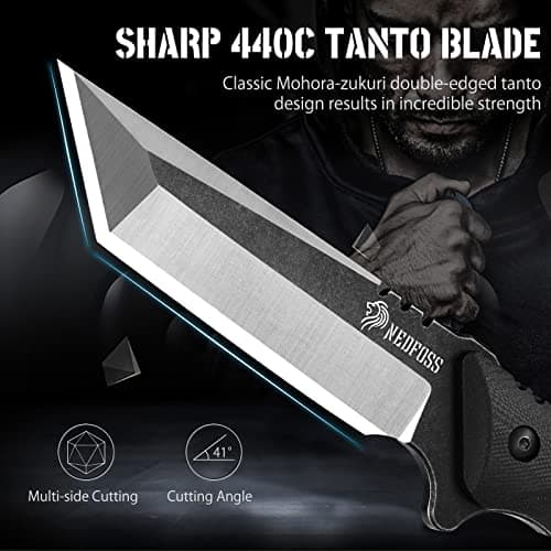 NedFoss Tactical Survival Knife with Fire Starter - Camping Gift for Men