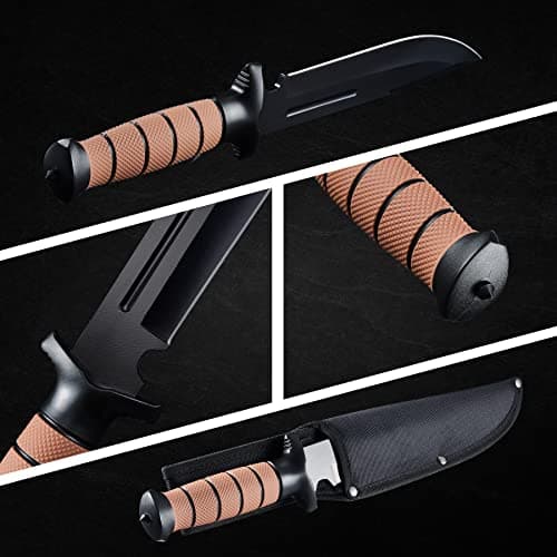 13.6" Stainless Steel Full Tang Bowie Knife with Sheath for Camping, Hunting, and Adventure, D101BK