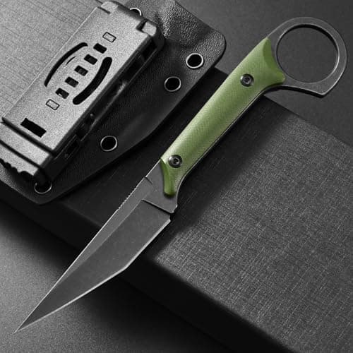 Ccanku C1140 Fixed Blade Knife, D2 Blade G10 Handle, Army Green EDC Tool