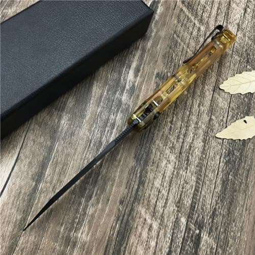 8 Inch D2 Blade Folding Knife with Button Lock and PEI Handle