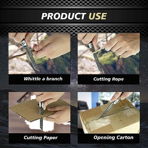 3.5 Inch Tanto Pocket Knife, Stainless Steel, Wooden Handle