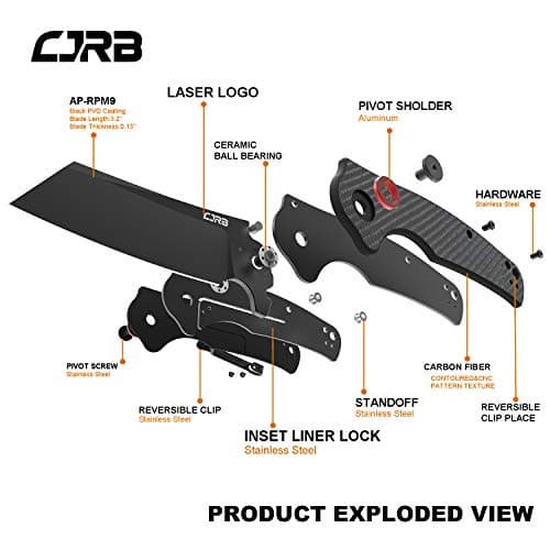 CJRB Carbon Fiber Blade Folding Knife, 3.43" AR-RPM9 Steel, Black (J1904)