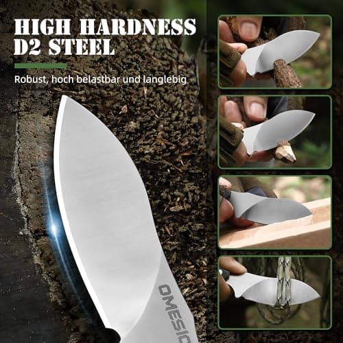 Omesio Full Tang Neck Knife, D2 Steel, G10 Handle, Kydex Sheath