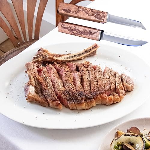 Professional 2-Piece Steak Knife Set with Bamboo Sheath for Chefs and Camping
