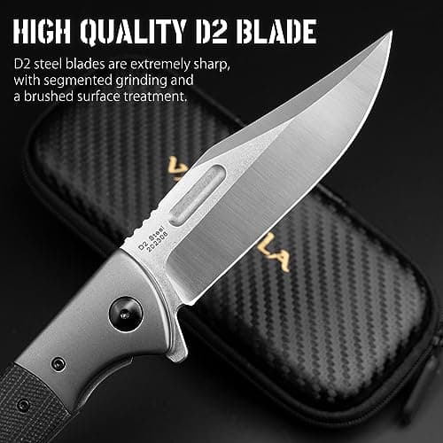 Valhalla Pterosaurs D2 Steel Pocket Knife, Men's Hunting Gift (BLACK)