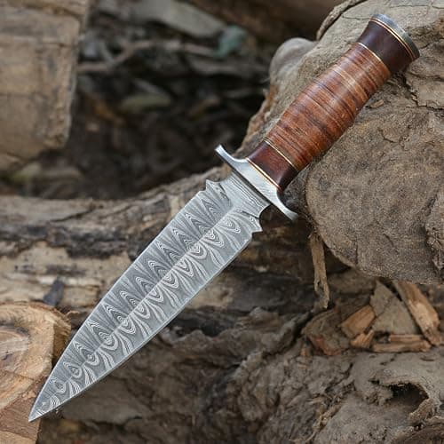 Premium Damascus Steel Dagger Knife - 13 Inches Fixed Blade for Survival & Hunting