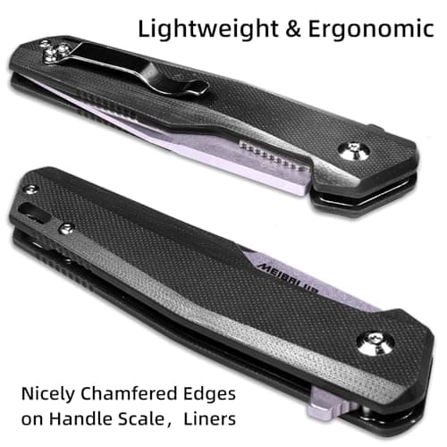 D2 Blade Liner Lock Folding Knife with G10 Handle for Hiking and Camping