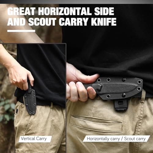EDC D2 Steel 7-Inch Tactical Knife with Kydex Sheath and Clip Lock