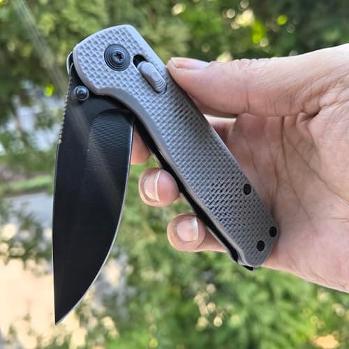 Axis Lock EDC Knife, Gray Fiberglass Handle, Coated Blade, LightweightPocket Carry