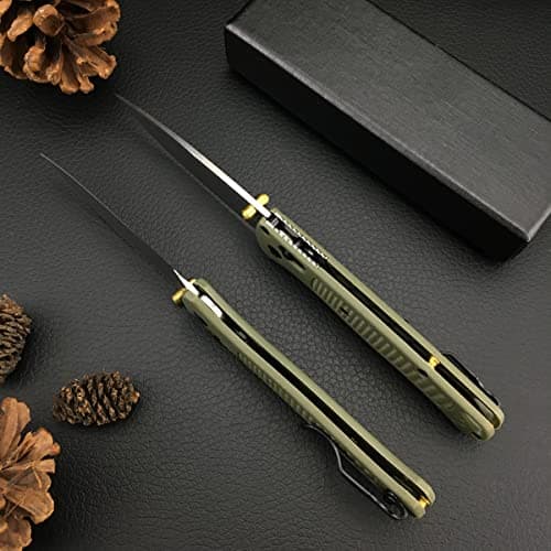 Everyday Carry 8Cr13MoV Pocket Knife with Green Grivory Handle