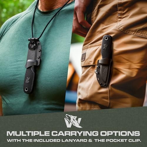 W-MINI Full Tang Neck Knife with Sheath & Necklace - EDC Fixed Blade Knife