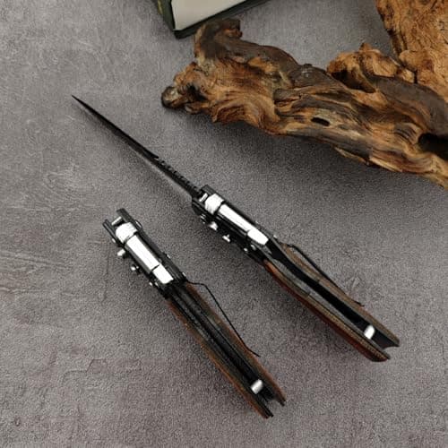AK47 Assisted Opening Knife with LED Light, 3.7" 5Cr15 Steel Blade, Outdoor Gift for Men