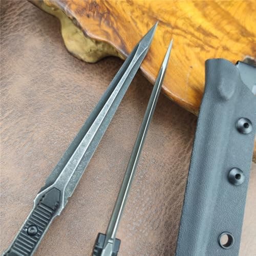 Tactical Fixed Blade Knife, 440C Steel, Aerospace Aluminum Handle, Kydex Sheath for Survival, Hiking, Camping
