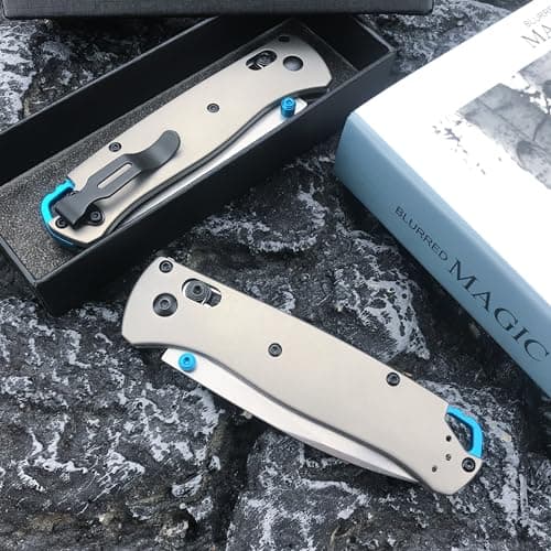 HUAAO Bugout 535 Folding Knife, 440C Blade, Titanium Handle EDC Knife for Men