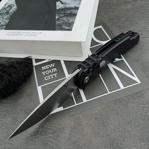 HUAAO 7.5” Assisted Opening Folding Pocket Knife with 2.8” D2 Blade and Aluminum Handles for EDC