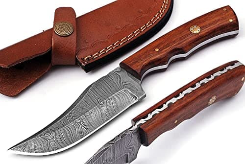 Predator Hunter 9" Damascus Steel Fixed Blade Skinning Knife (Exotic Wood Handle) — VK-HK-12