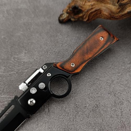 AK47 Assisted Opening Knife with LED Light, 3.7" 5Cr15 Steel Blade, Outdoor Gift for Men