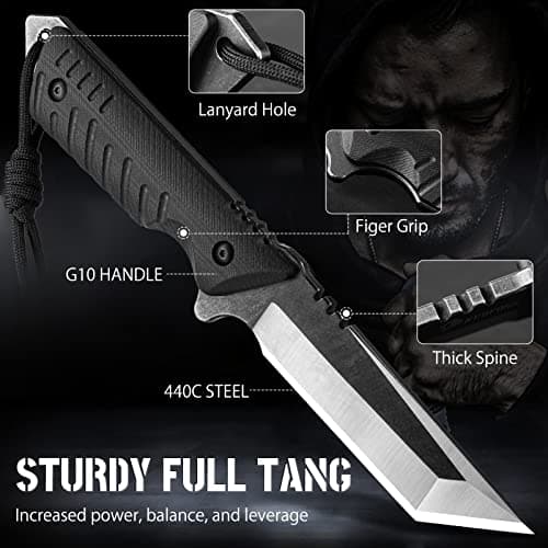 NedFoss Tactical Survival Knife with Fire Starter - Camping Gift for Men