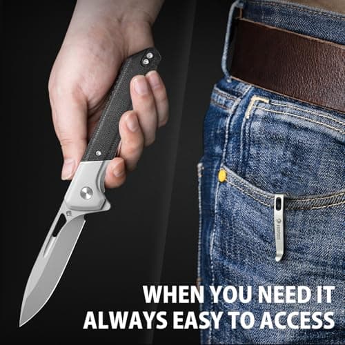 NedFoss D2 Blade Pocket Knife, 3.3", G10 Handle, Flipper Open, Deep Carry Clip