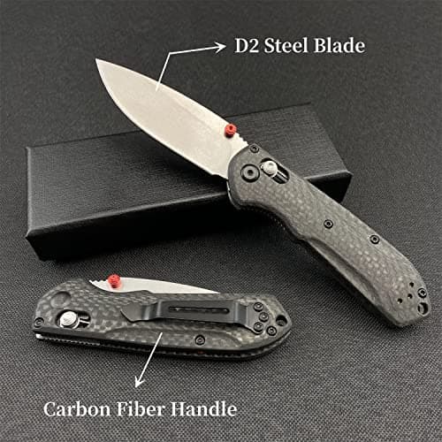 HUAAO Mini Folding Knife with 2.8in D2 Steel Blade and Carbon Fiber Handle for EDC Camping