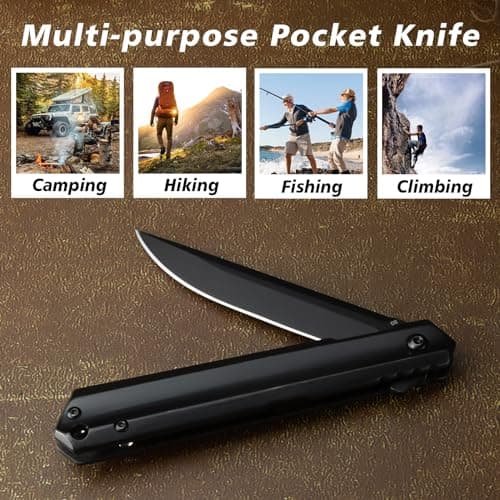 EDC Folding Knife 3.3" D2 Blade, Pocket Clip - Men & Women