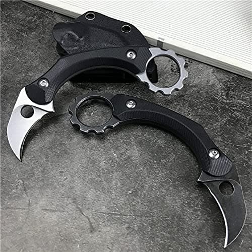 Canku C1105 D2 Steel Fixed Blade Knife, G10 Handle, EDC, Outdoor Survival, Camping (Black)
