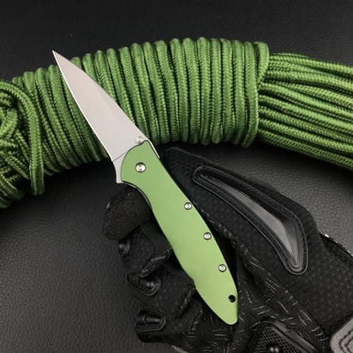 Green Leek Assisted Opening Knife, 5Cr15Mov Blade, Stainless Steel Handle, Flipper Lock
