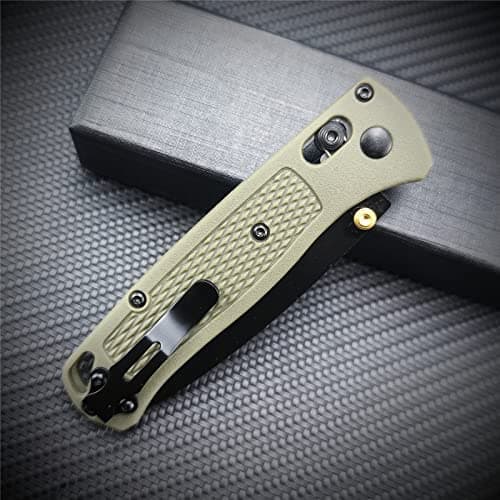 Axis Lock Knife, Men's EDC Folding Pocket Knife, Green Grivory Fiberglass Handle, Coated Blade, Lightweight Belt Clip