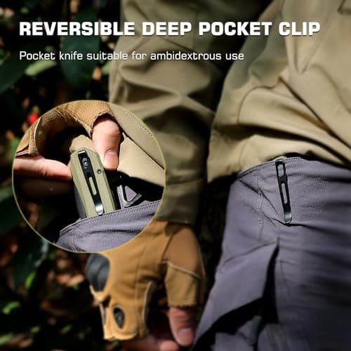 Rhino 0210 D2 Steel EDC Pocket Knife, Durable G10 Handle, Folding for Men, Camping & Hiking