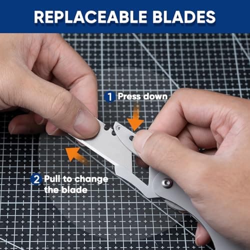 Mini Box Cutter with 10 Replaceable Blades, EDC Folding Utility Knife, Stainless Steel
