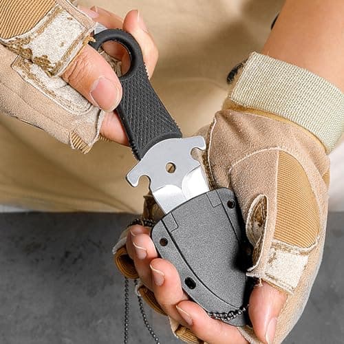 Hunter Force Full-Tang Mini Fixed Blade SOCP Knife, Hard Kydex Sheath for Outdoor Hunting, Camping & Fishing