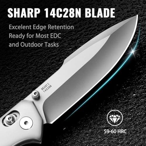 NedFoss BEAST Pocket Knife, 14C28N Steel, Axis Lock, G10 Handle, Lightweight camping gift