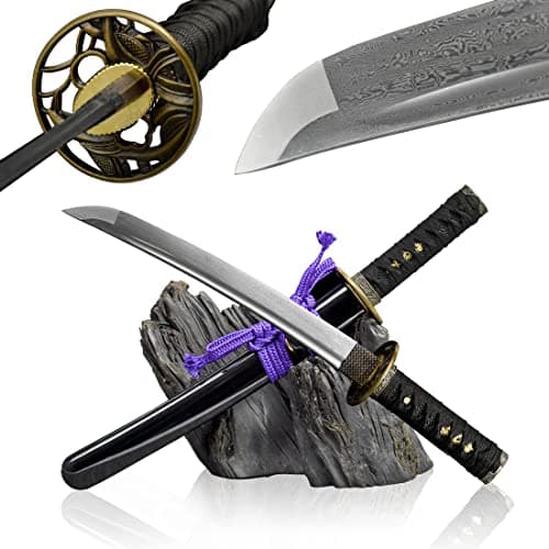 21 Inch Black Folded Steel Tanto Japanese Samurai Sword Full Tang (Small)