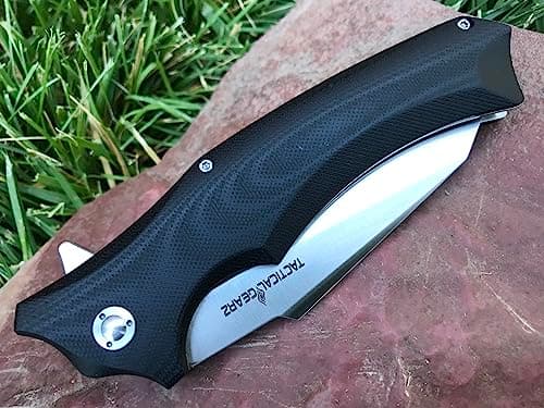 Tactical Gearz Vex Pocket Folding Knife, G10 Handle, 9Cr18MoV Stainless Steel Blade, Sheath Included
