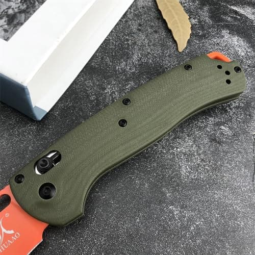 Taggedout Axis Lock Knife for Men - D2 Blade, G10 Green Handle, Manual Open, with Deep Carry Clip